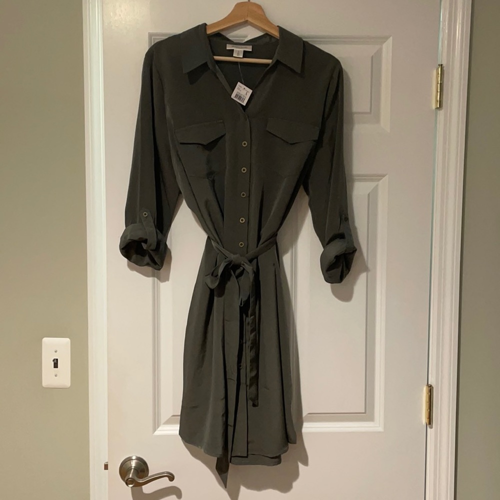 Adorable army green maternity dress.